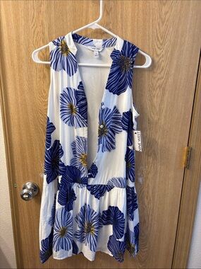 Nine West White Dress with Blue and Yellow Floral Accents